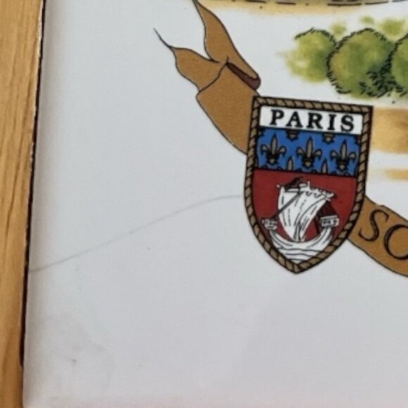 Vintage Paris Souvenir Cheese Board with Knife – Wood & Ceramic Tile, Eiffel Tow - Picture 5 of 5